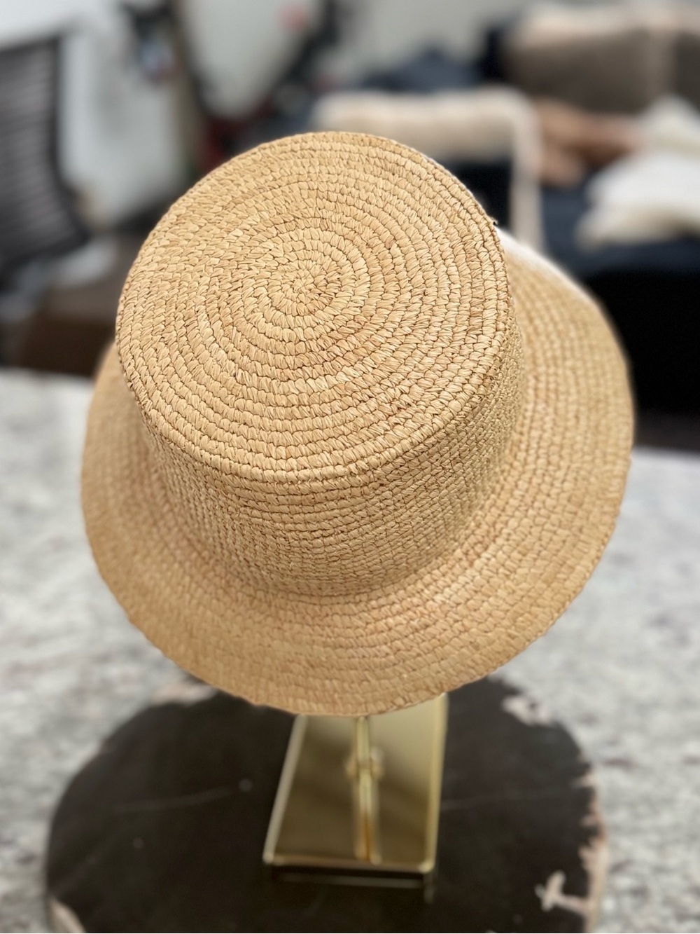 J.Crew Raffia Bucket Hat Natural Straw Small Medium Coastal Summer